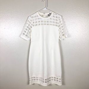 White ASOS dress with mesh checkered inserts